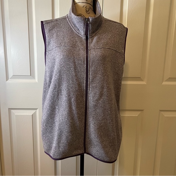 Worn Once! Eddie Bauer Fleece Zip Vest Heather Lavender Size XL - Picture 3 of 15